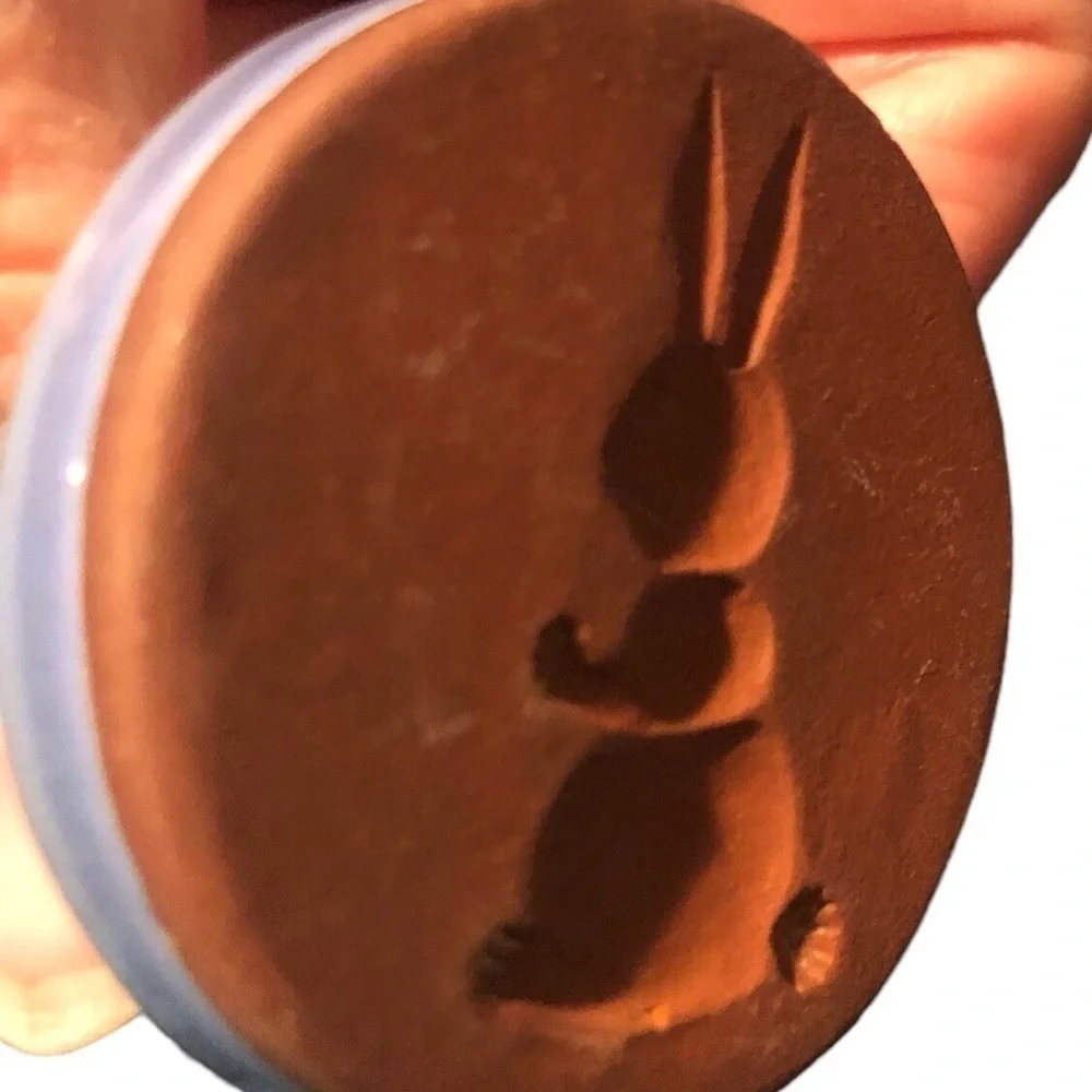 Vintage Terracotta 2” Butter Or Cookie Press Vintage Clay Teddy Bear Bunny